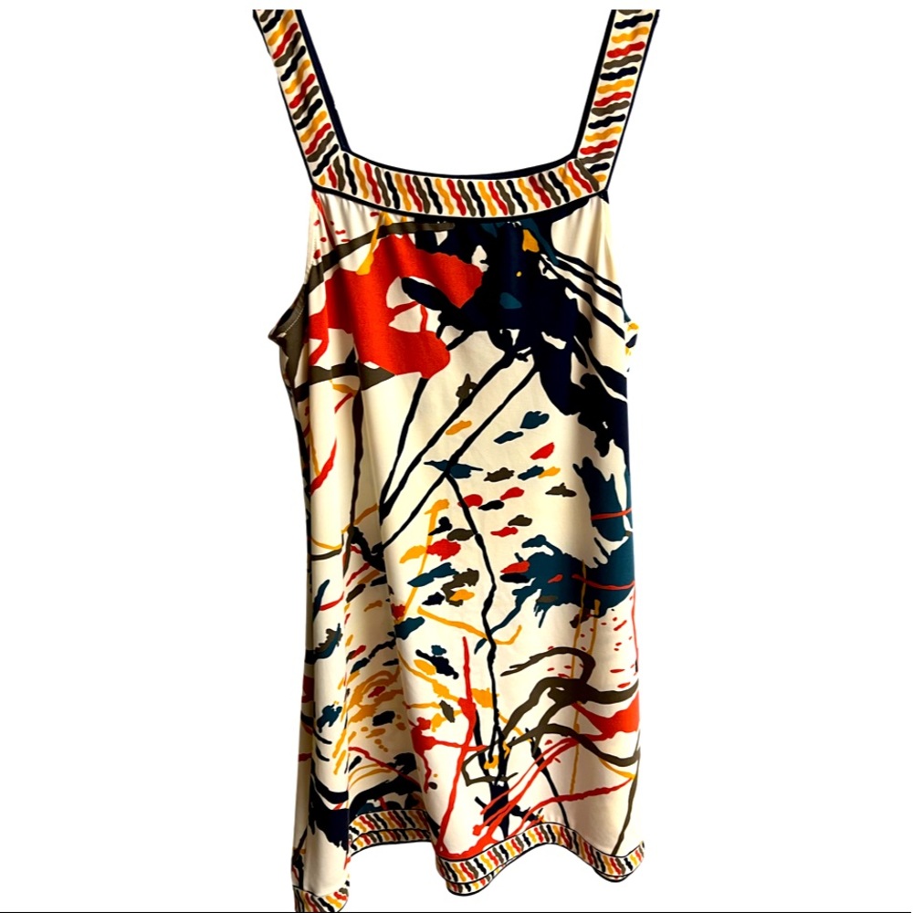 BCBG MaxAzria Paint Splatter Square Neck Shift Dress